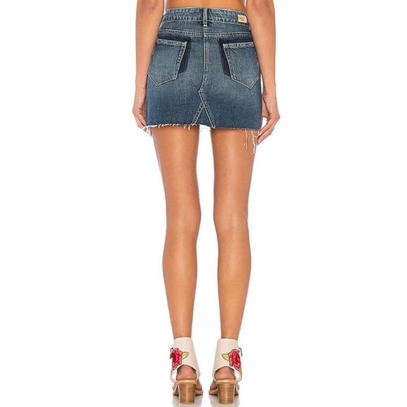 Paige Alethea Vale Denim Mini Skirt Blue Raw Hem Size 27 - Picture 4 of 14